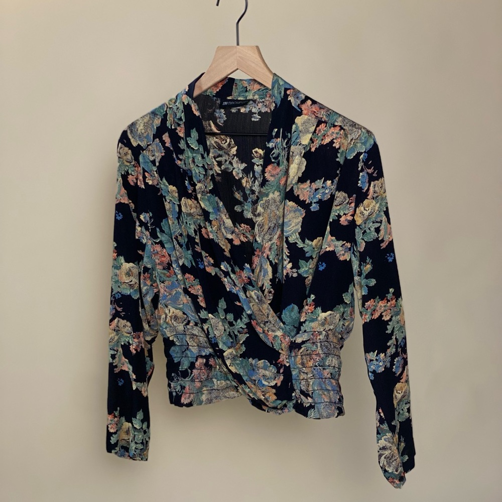 Vintage floral faux wrap top
